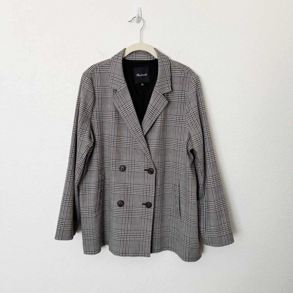 [Madewell] Caldwell Oversized Menswear Plaid Double Breasted Blazer Jacket Sz XL - Picture 2 of 13